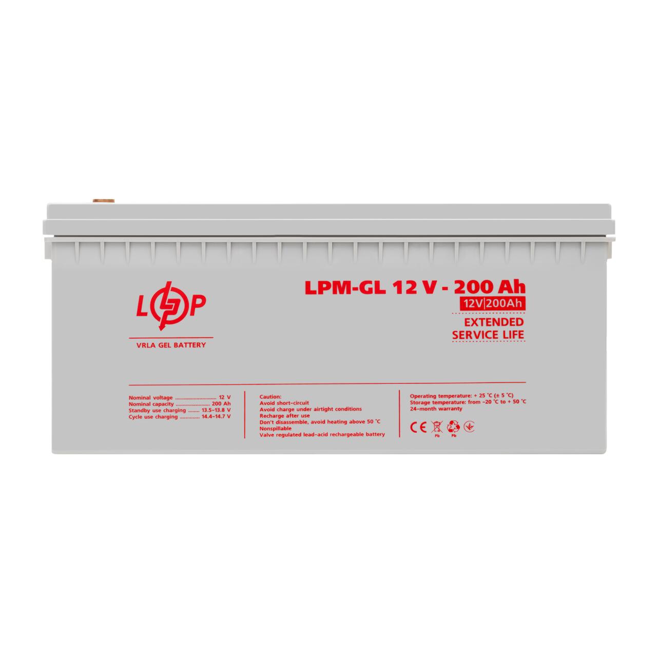 03e7e96250c599f33ff461e1a920c Аккумулятор гелевый LPM-GL 12V - 200 Ah - Зображення 1