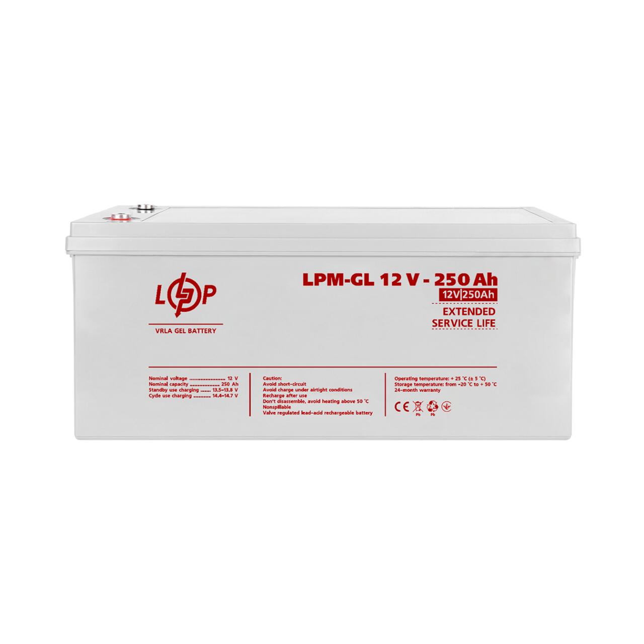 6c82105cfa0cd72f8ac2b3fb7f538 Аккумулятор гелевый LPM-GL 12V - 250 Ah - Зображення 1
