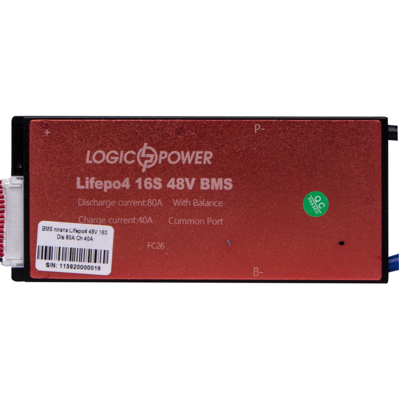 91f737f013fbdd727512dff36d0d3 BMS плата LiFePO4 48V 16S Dis 80A Ch 40A - Зображення 1