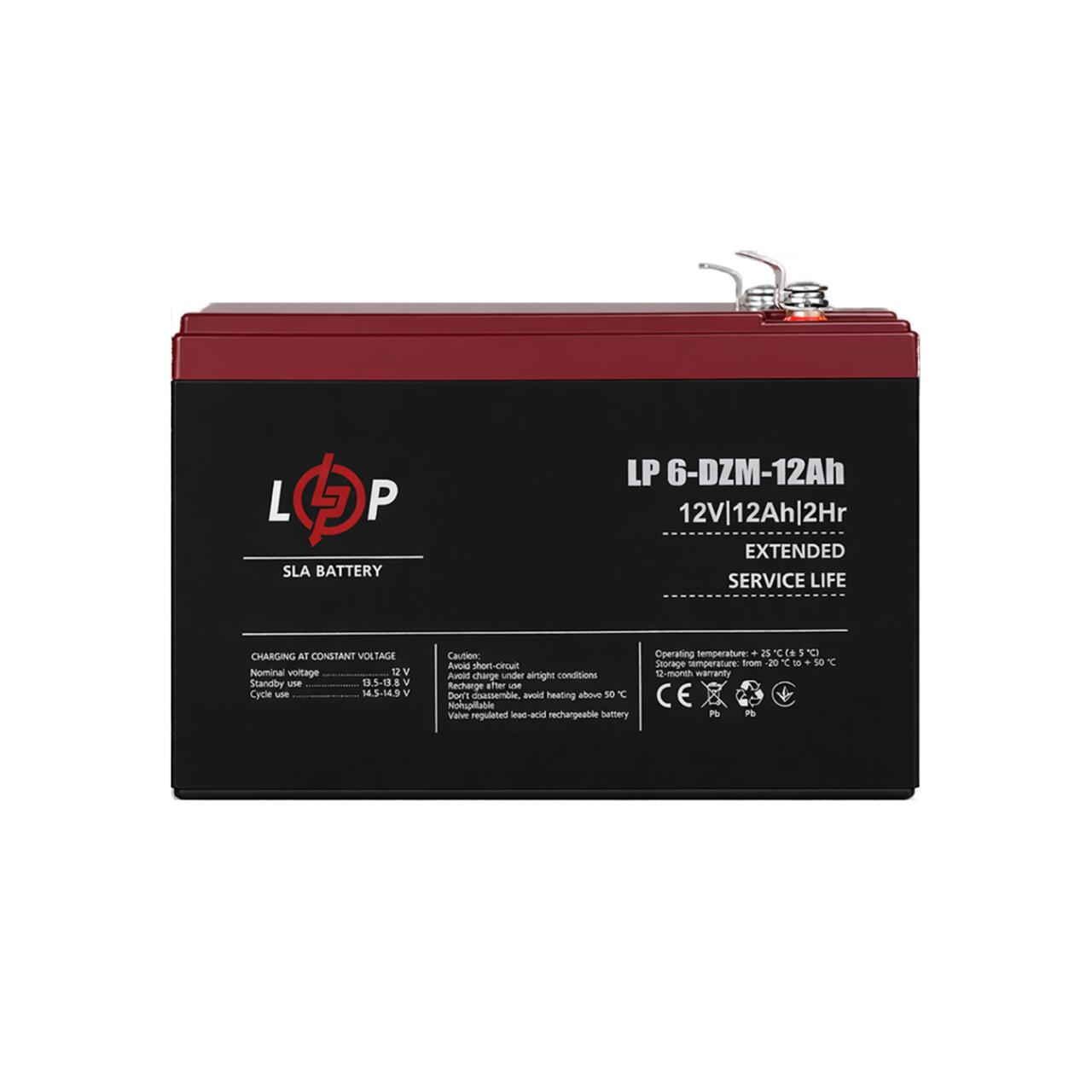 9ab0d8d14464957e85a88320e23be Тяговый свинцово-кислотный AGM аккумулятор LP 6-DZM-12 Ah - Зображення 1