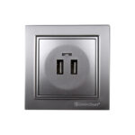 Розетка USB (2 порти) 2A, Enzo срібний камінь