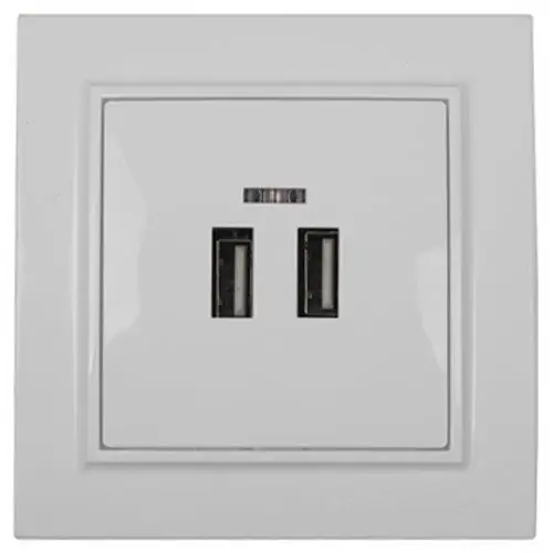 EH-5320 Розетка USB (2 порти) 2A, Enzo білий - Зображення 1
