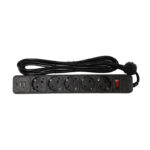 Мережевий фільтр із заземленням 5*3 метра, 2USB A + 1USB C, чорний