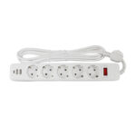 Мережевий фільтр із заземленням 5*3 метра, 2USB A + 1USB C, білий