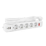 Мережевий фільтр із заземленням 5*3 метра, 2USB A + 1USB C, білий - Зображення 2