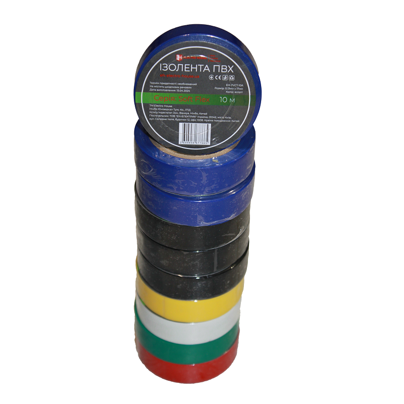 EH-PVCT-10A Ізоляційна стрічка ПВХ Soft Flex 10 м, асорті - Зображення 1