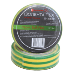 Ізоляційна стрічка ПВХ Soft Flex 10 м, жовто-зелений