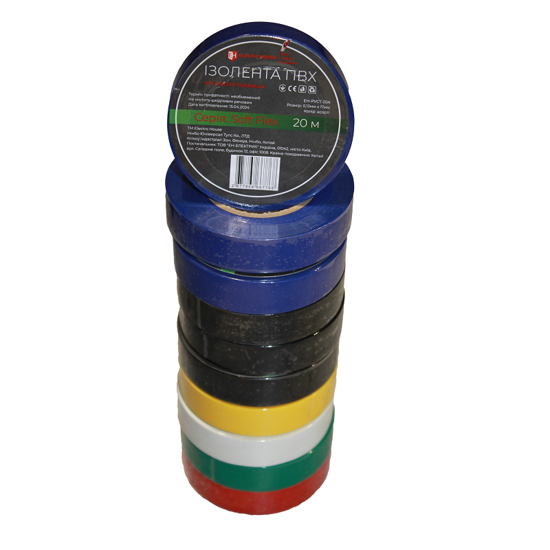 EH-PVCT-20A Ізоляційна стрічка ПВХ Soft Flex 20 м, асорті - Зображення 1