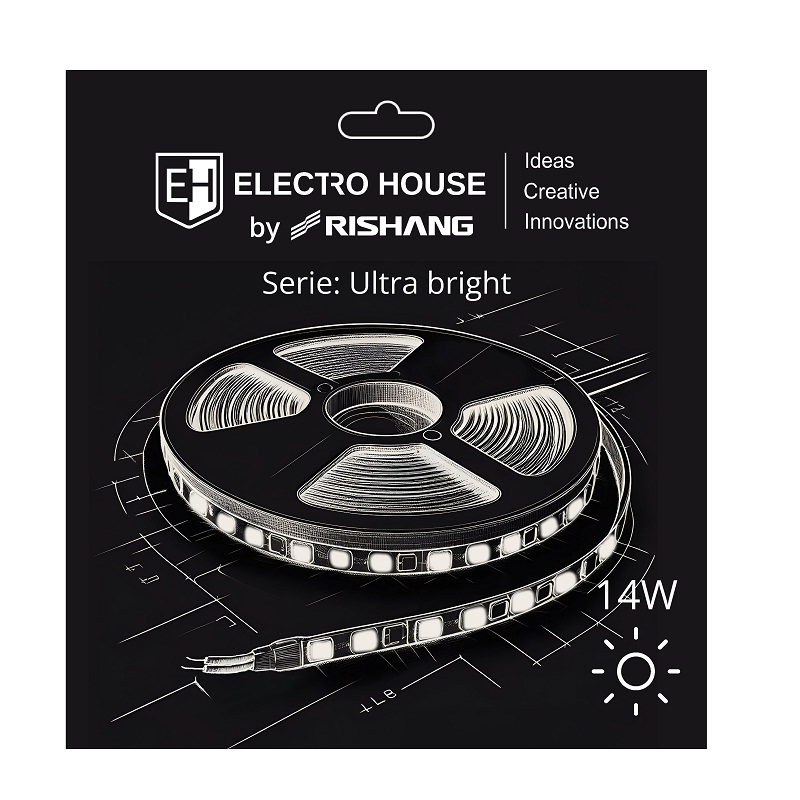 EH-STR4RS24-1 LED стрічка 14Вт 24В SMD2835 180 діодів, 1400 Лм, теплий білий 3000K, серія Ultra Bright Electro House by Rishang - Зображення 1