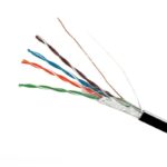 Мережевий кабель FTP cat5e 4х2х0,51 мм² Cu PE чорний, зі сталевим дротом, зовнішній монтаж