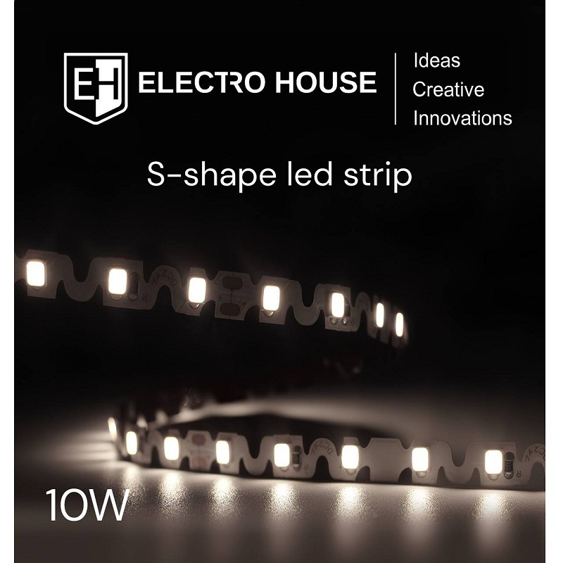 S-Shape-1 LED стрічка 10Вт 12В SMD2835 120 діодів, теплий білий 3000K, серія S-Shape, гарантія 3 роки - Зображення 1