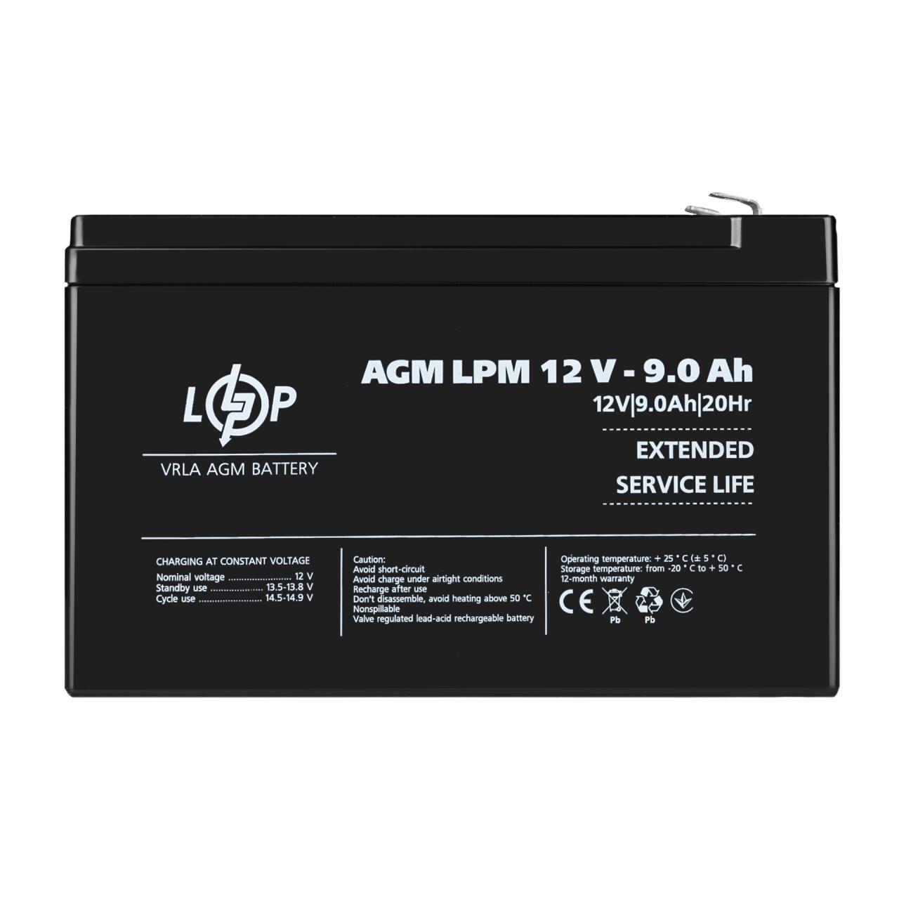 ba22e6cdf07ec0d681c3276ed6f8b-1 Аккумулятор AGM LPM 12V - 9 Ah - Зображення 1
