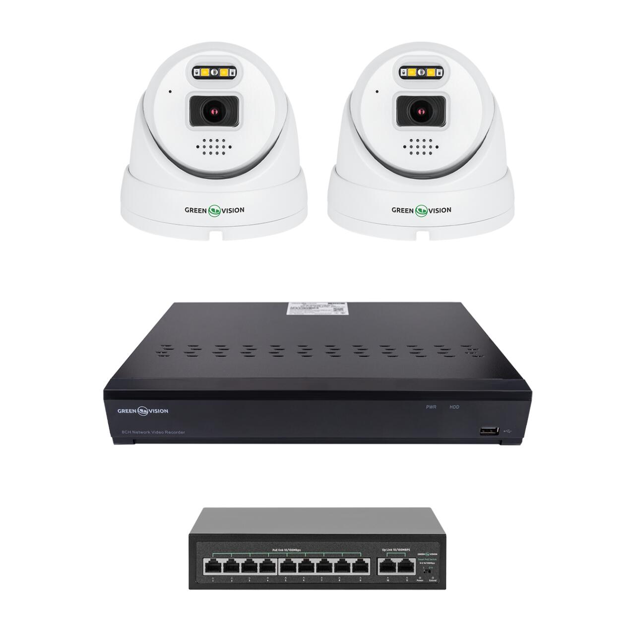 e94993da00f315621c29847362bc4-1 Комплект видеонаблюдения на 2 камеры GV-IP-K-W101/2 5MP (Ultra AI) - Зображення 1